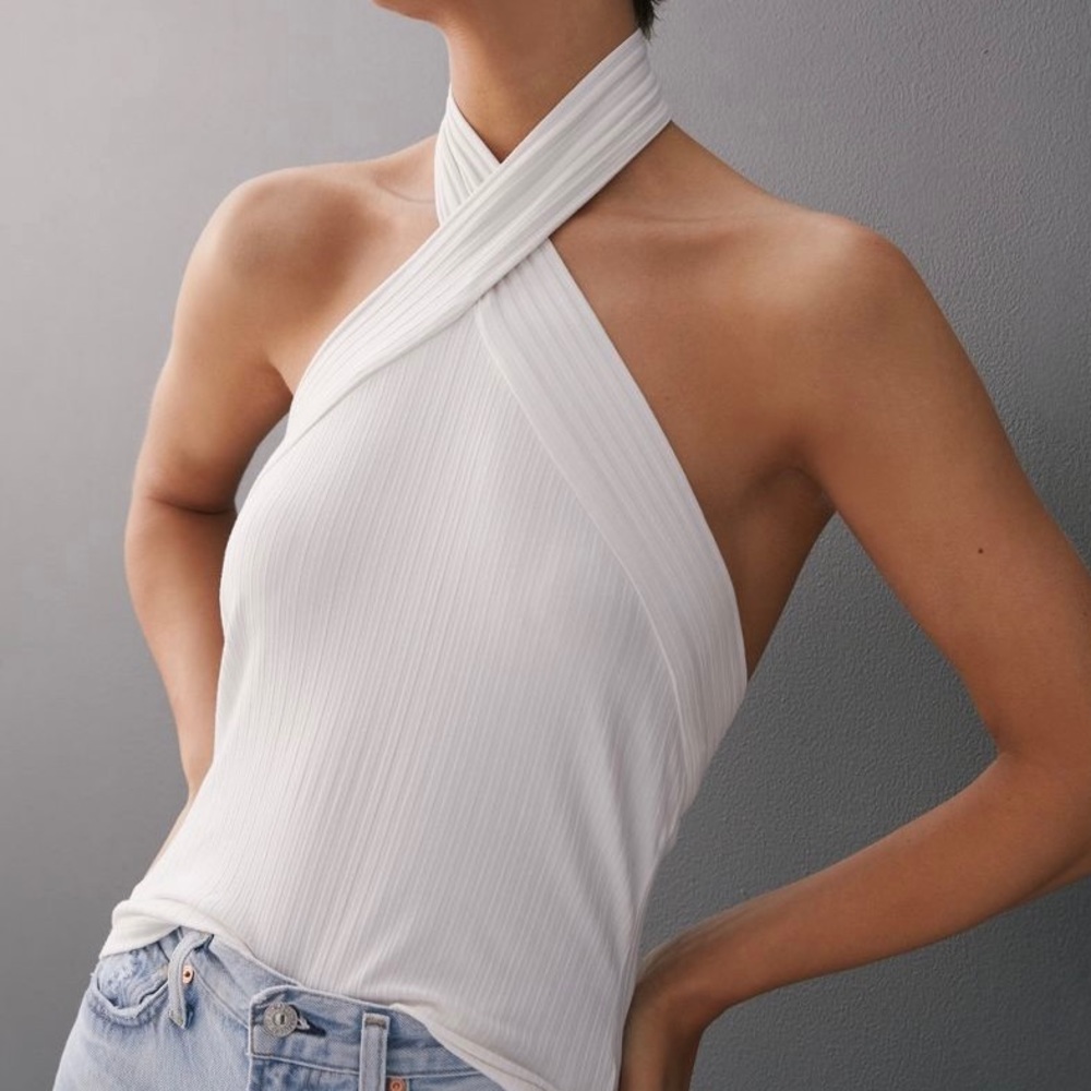 Anthropologie Ribbed halter tank top